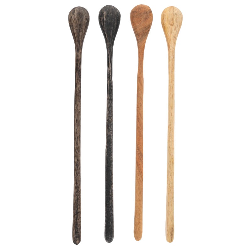 Karma Long Handle Tasting Spoons Set for Cooking - Kitchen Utensils - Wood - Set of 4 - Image 2